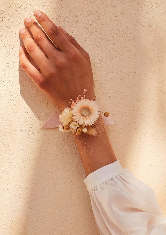 Flower Wrist Corsages Orange Bracelets for Bridesmaid Wedding